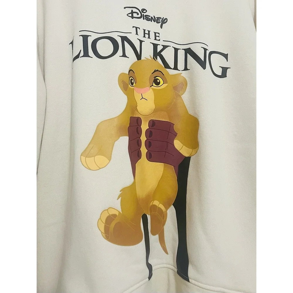 Disney The Lion King Simba Graphic Print Beige Hoodie Pockets Unisex XL‎ 14/16
